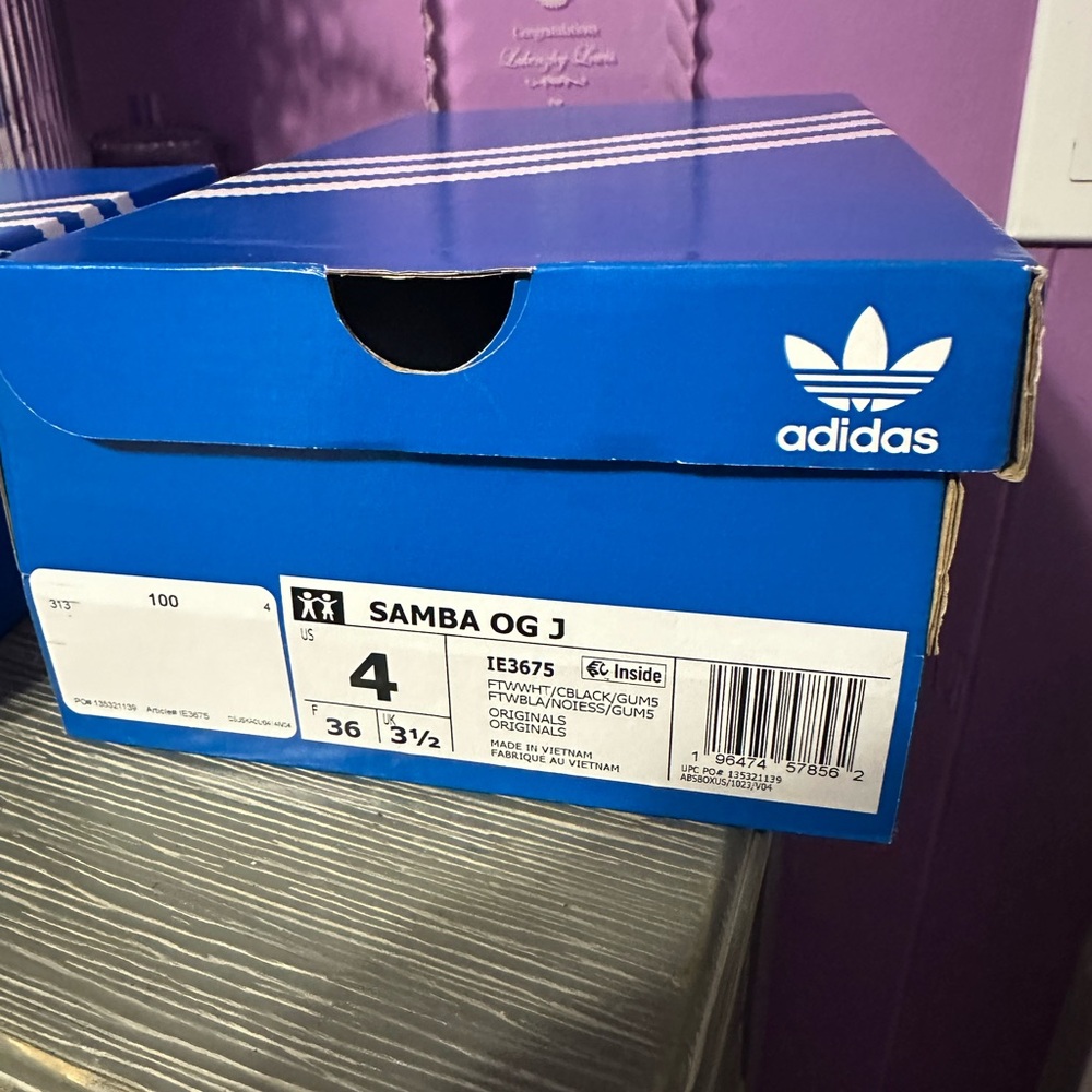 Adidas Samba OG J Sneakers - White and Blue